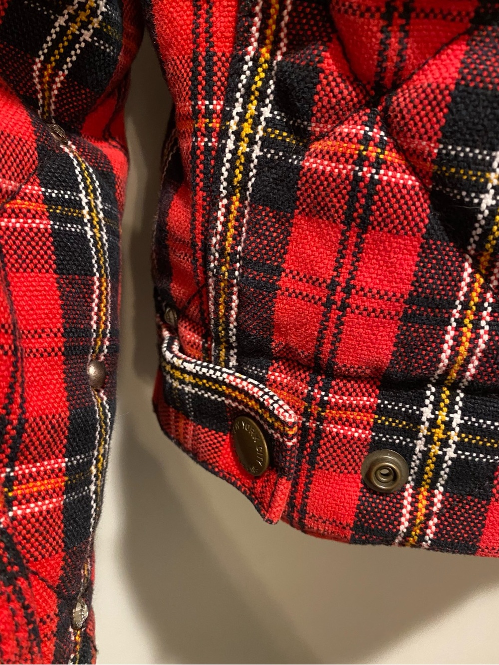 Supreme b. b. Simon Red Black Plaid Studded Quilted Jacket - Picture 13 of 15